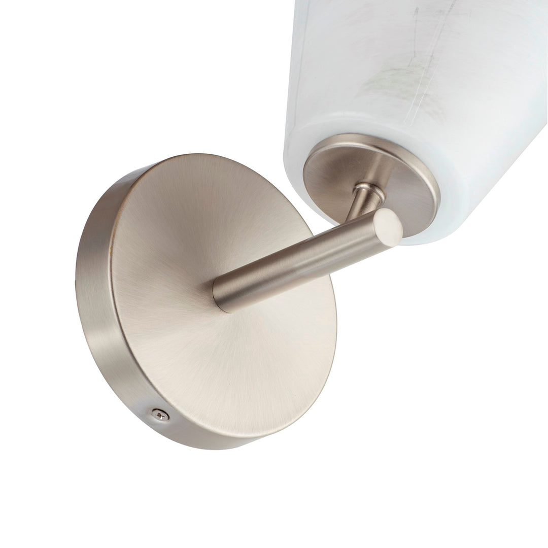1 Light Wall Sconce, Brushed Nickel With Wispy White Glassware