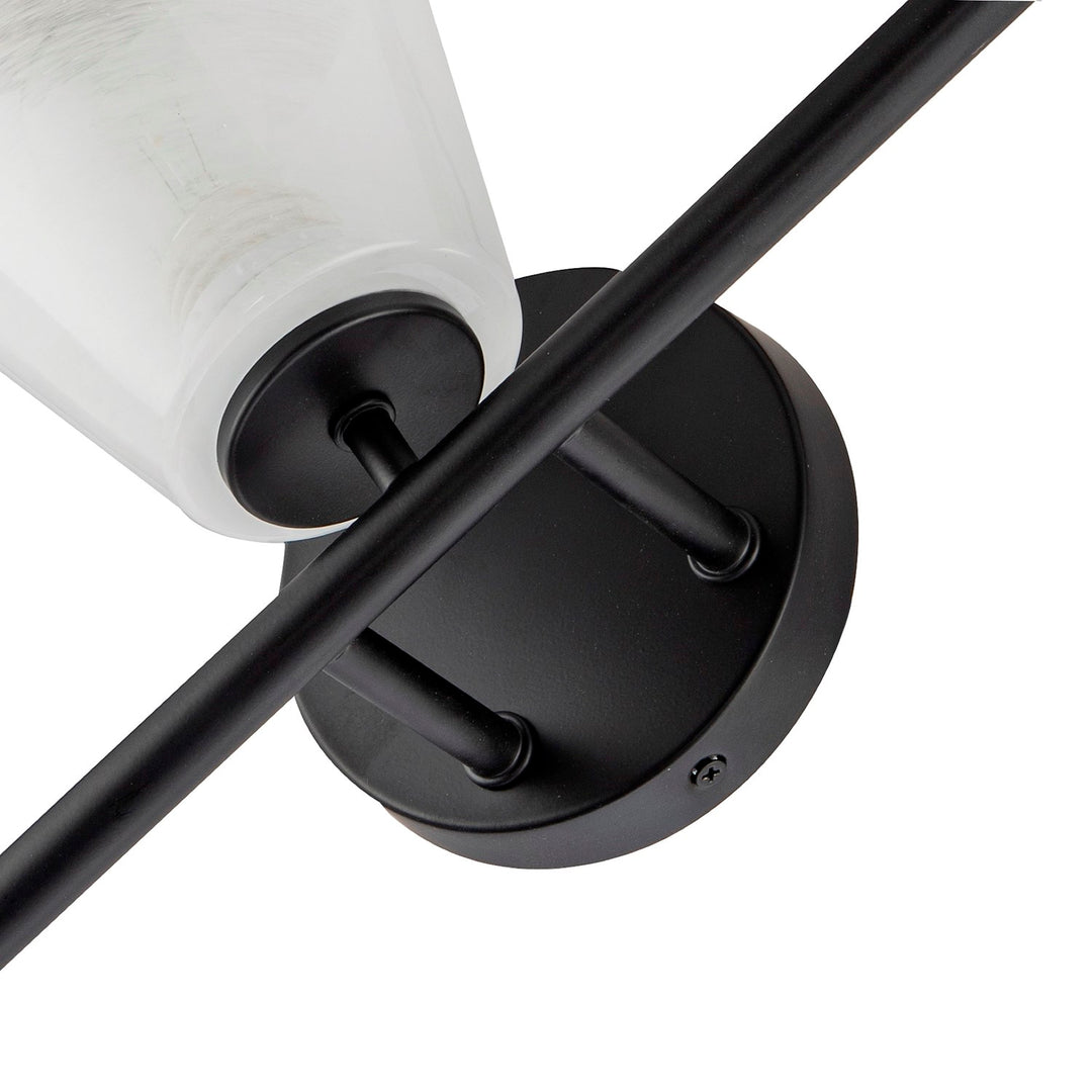 3 Light Bathroom Vanity, Black With Wispy White Glassware