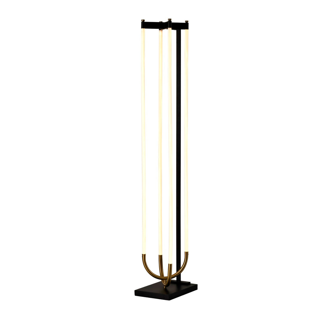 Integrated Led Floor Lamp, Black And Brushed Brass