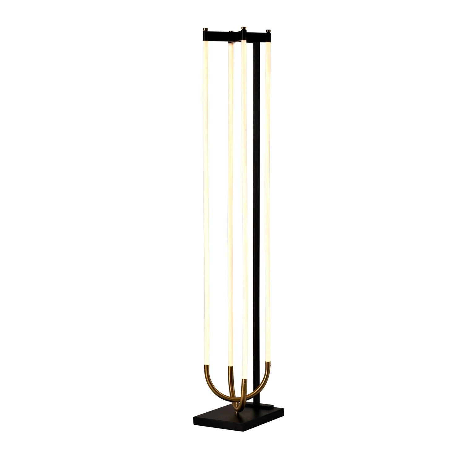 Integrated Led Floor Lamp, Black And Brushed Brass