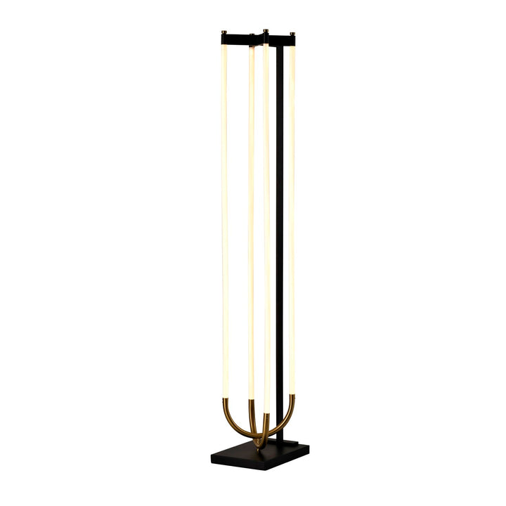 Integrated Led Floor Lamp, Black And Brushed Brass