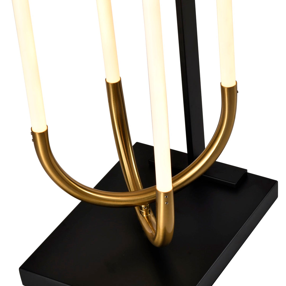 Integrated Led Floor Lamp, Black And Brushed Brass