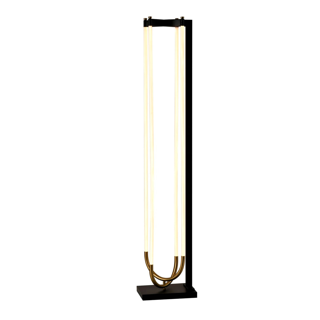 Integrated Led Floor Lamp, Black And Brushed Brass