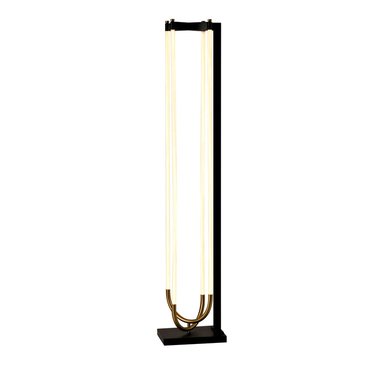 Integrated Led Floor Lamp, Black And Brushed Brass