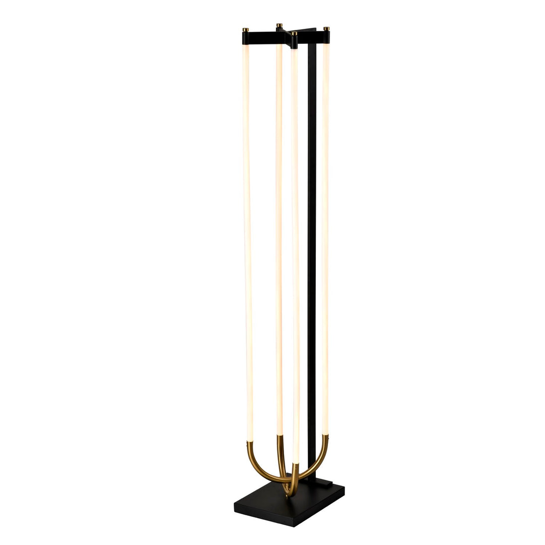 Integrated Led Floor Lamp, Black And Brushed Brass