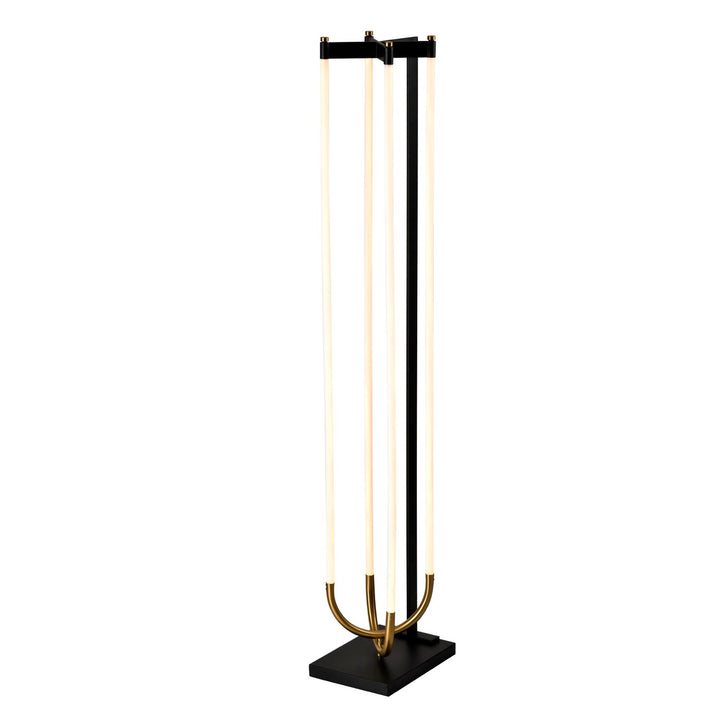 Integrated Led Floor Lamp, Black And Brushed Brass
