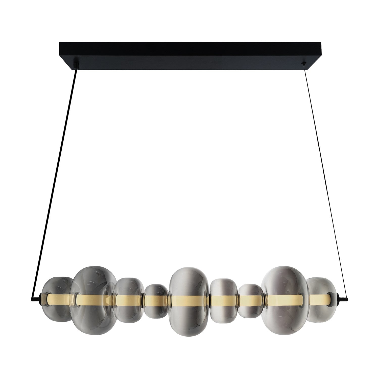 Integrated Led Island Light, Black With Smoke Ombre Glassware by Artcraft