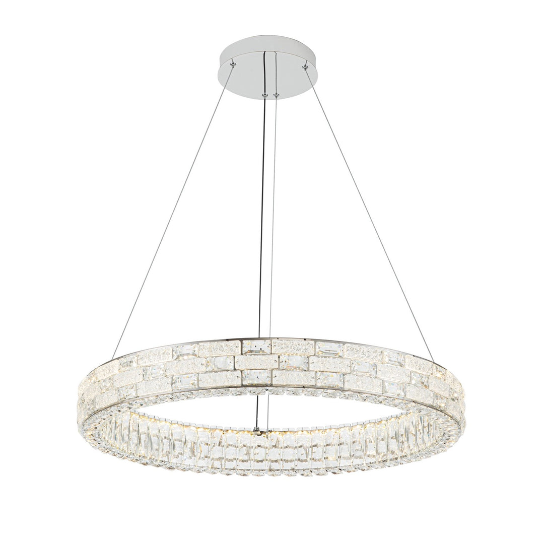 Integrated Led Chandelier 30", Chrome With Crystal Glassware by Artcraft