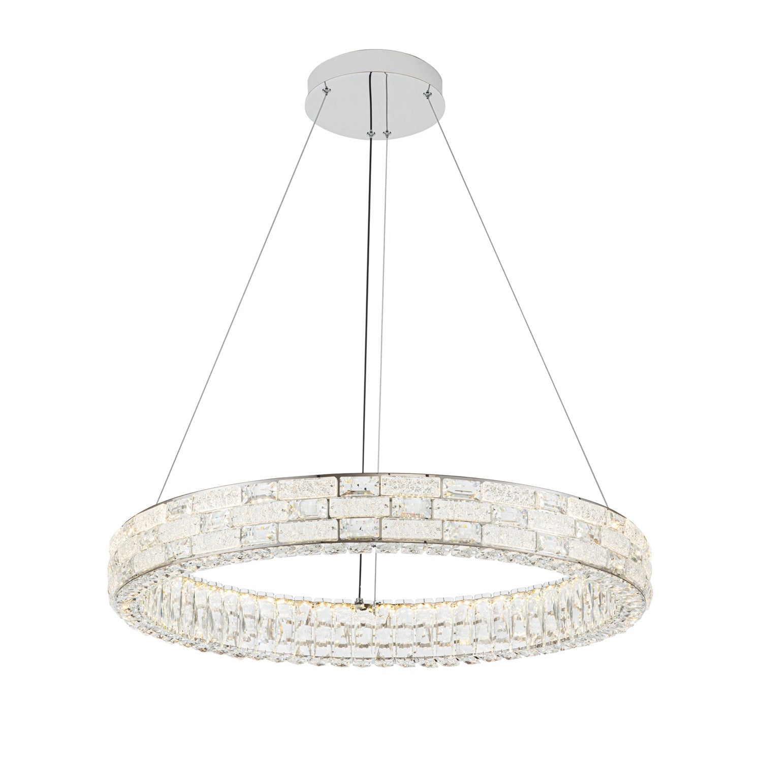 Integrated Led Chandelier 30", Chrome With Crystal Glassware by Artcraft