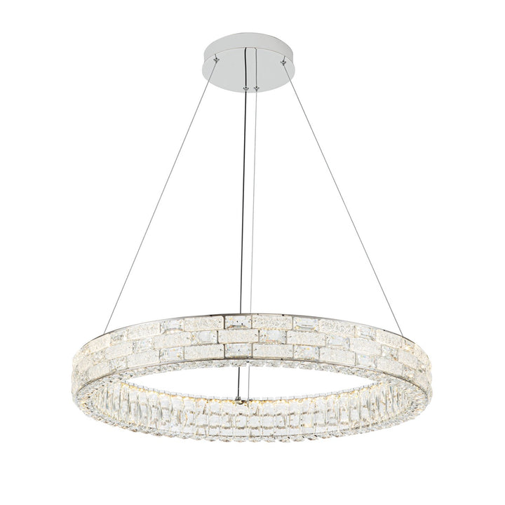 Integrated Led Chandelier 30", Chrome With Crystal Glassware by Artcraft