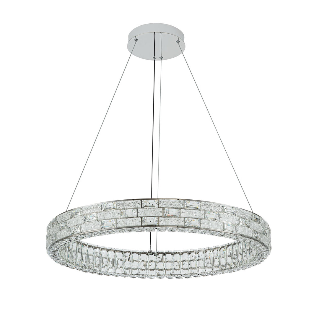 Integrated Led Chandelier 30", Chrome With Crystal Glassware