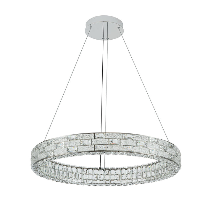 Integrated Led Chandelier 30", Chrome With Crystal Glassware