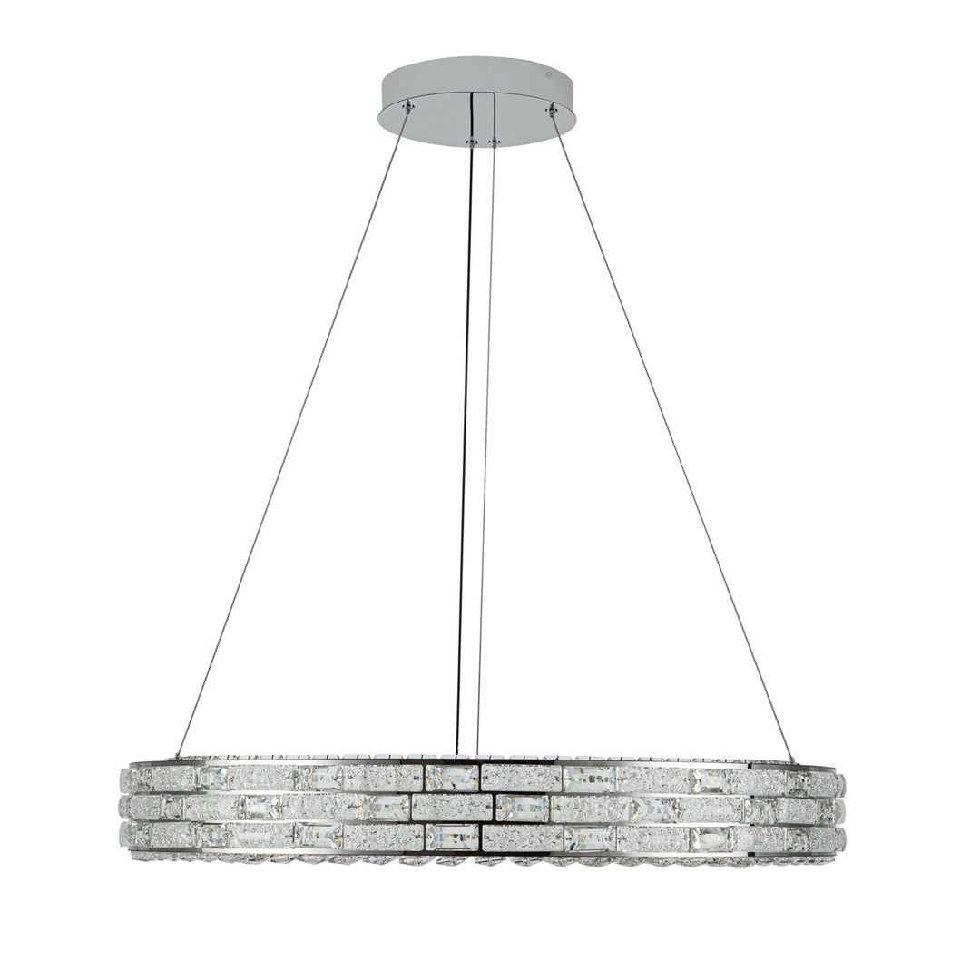 Integrated Led Chandelier 30", Chrome With Crystal Glassware