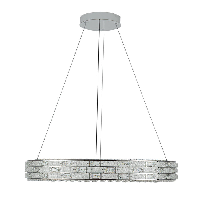Integrated Led Chandelier 30", Chrome With Crystal Glassware
