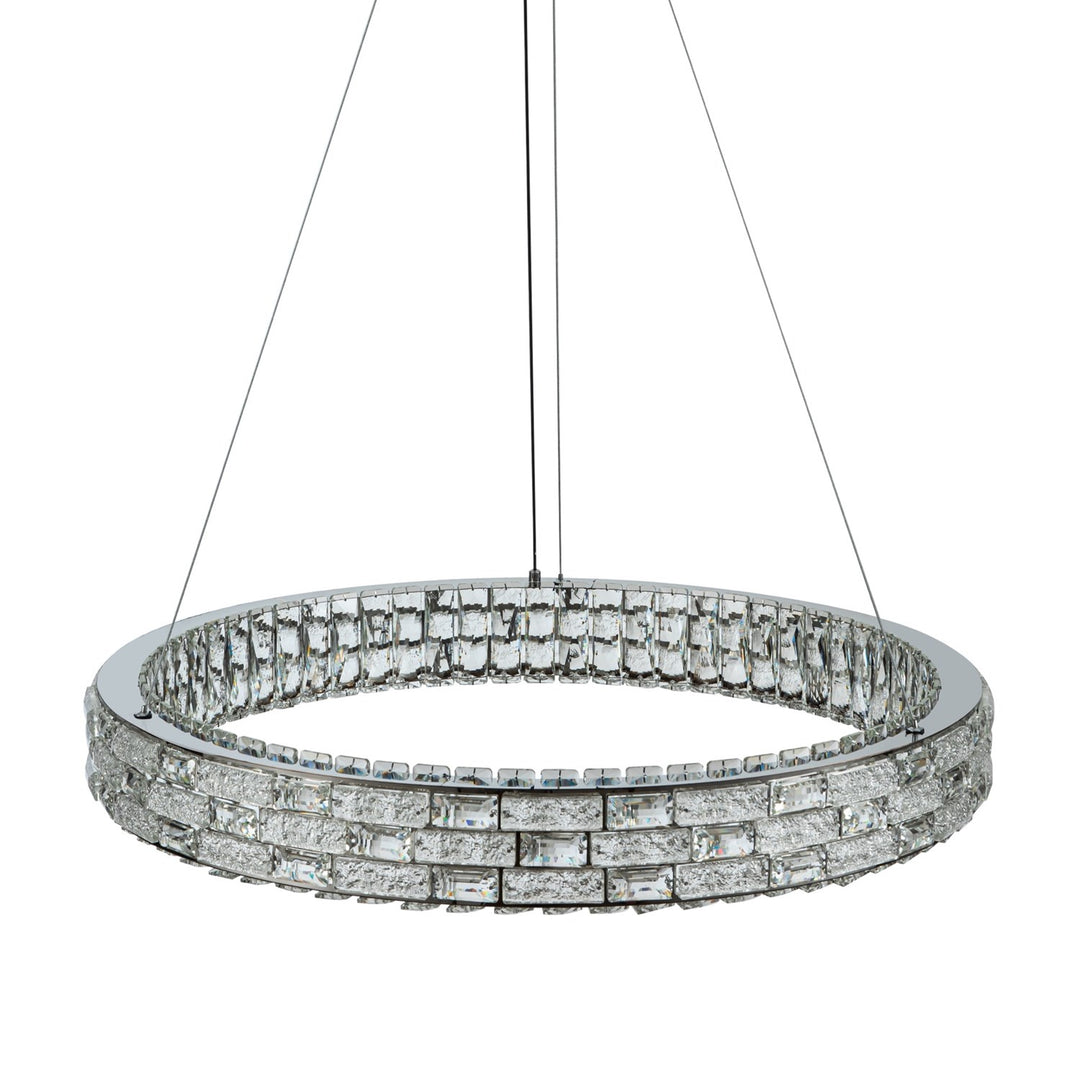 Integrated Led Chandelier 30", Chrome With Crystal Glassware