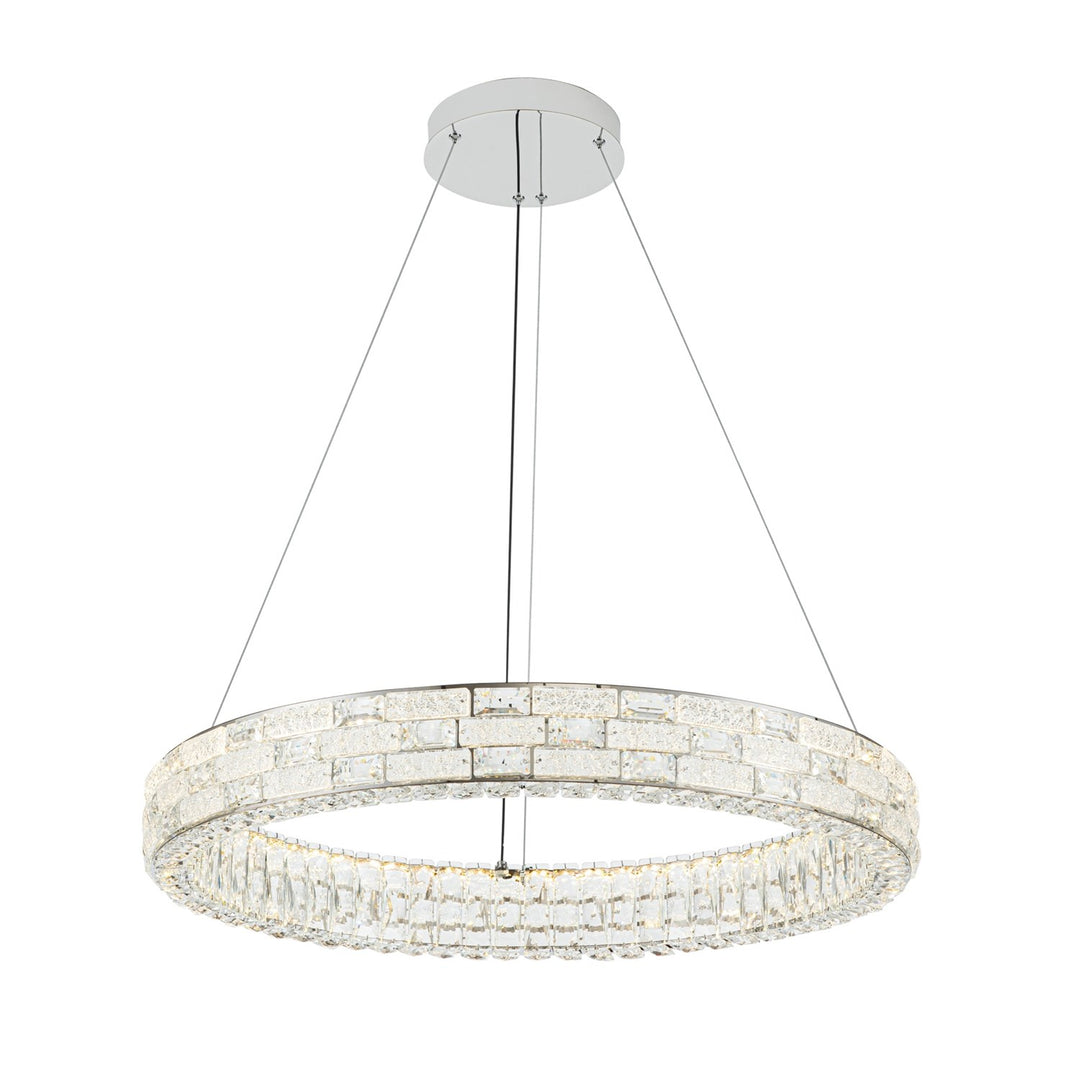 Integrated Led Chandelier 30", Chrome With Crystal Glassware
