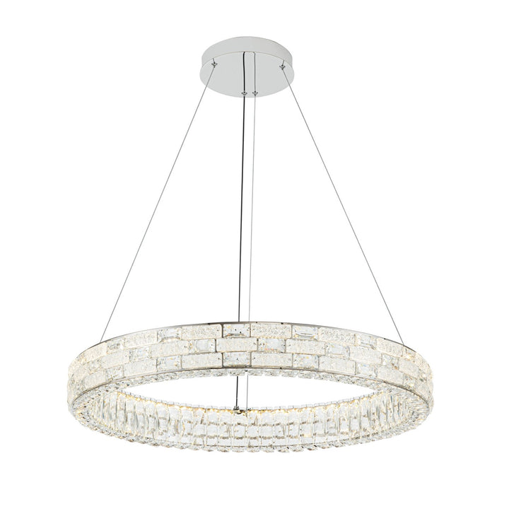 Integrated Led Chandelier 30", Chrome With Crystal Glassware