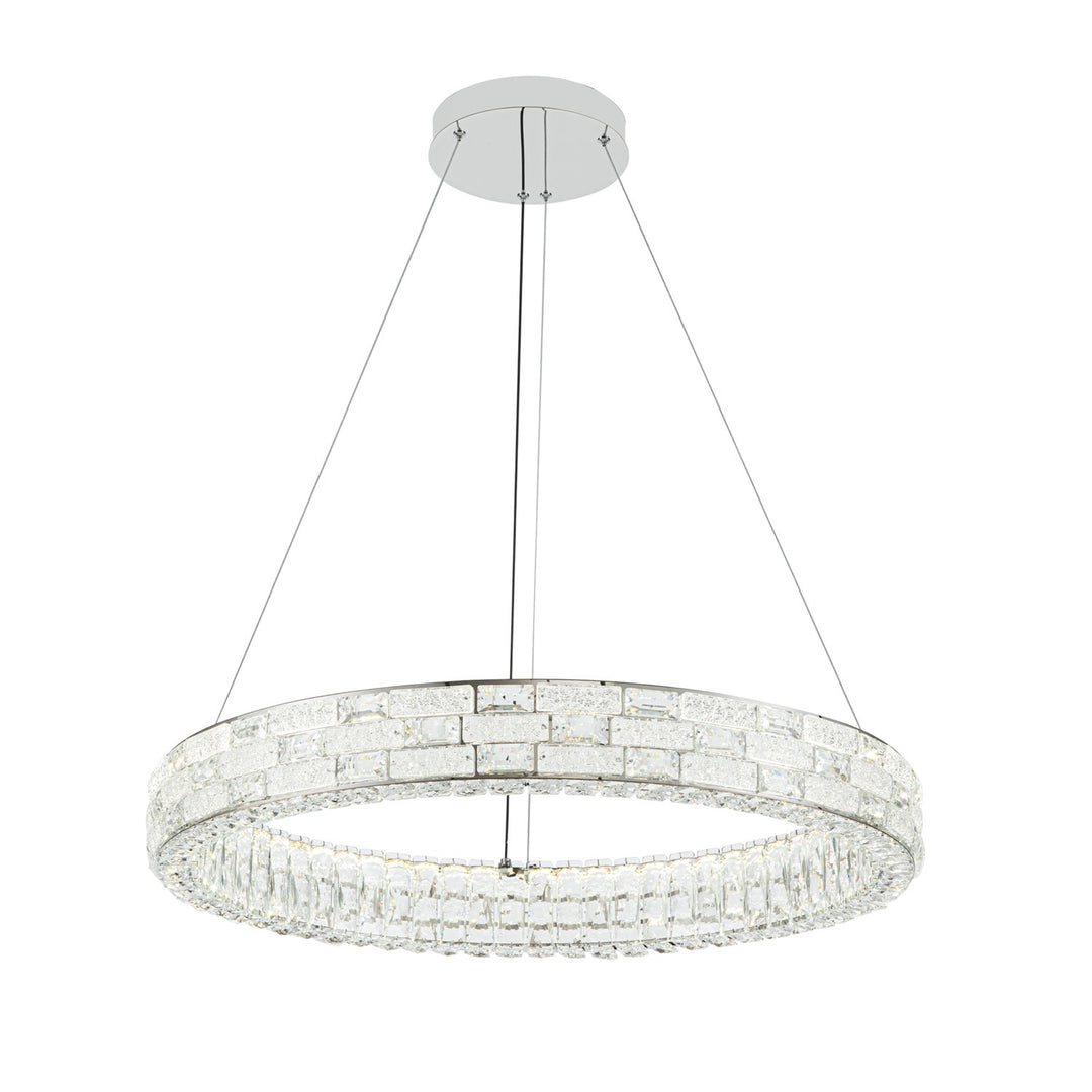 Integrated Led Chandelier 30", Chrome With Crystal Glassware