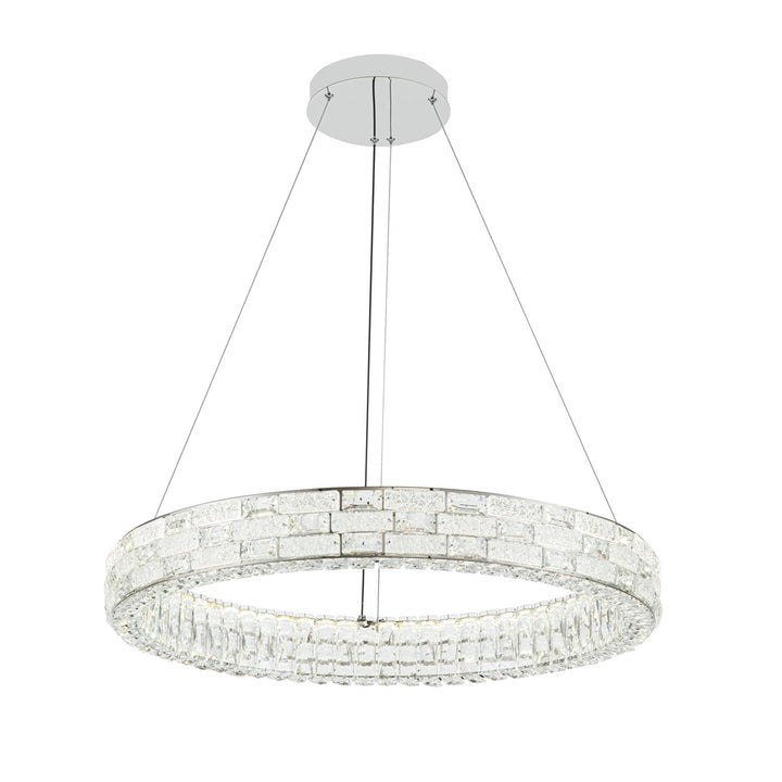 Integrated Led Chandelier 30", Chrome With Crystal Glassware