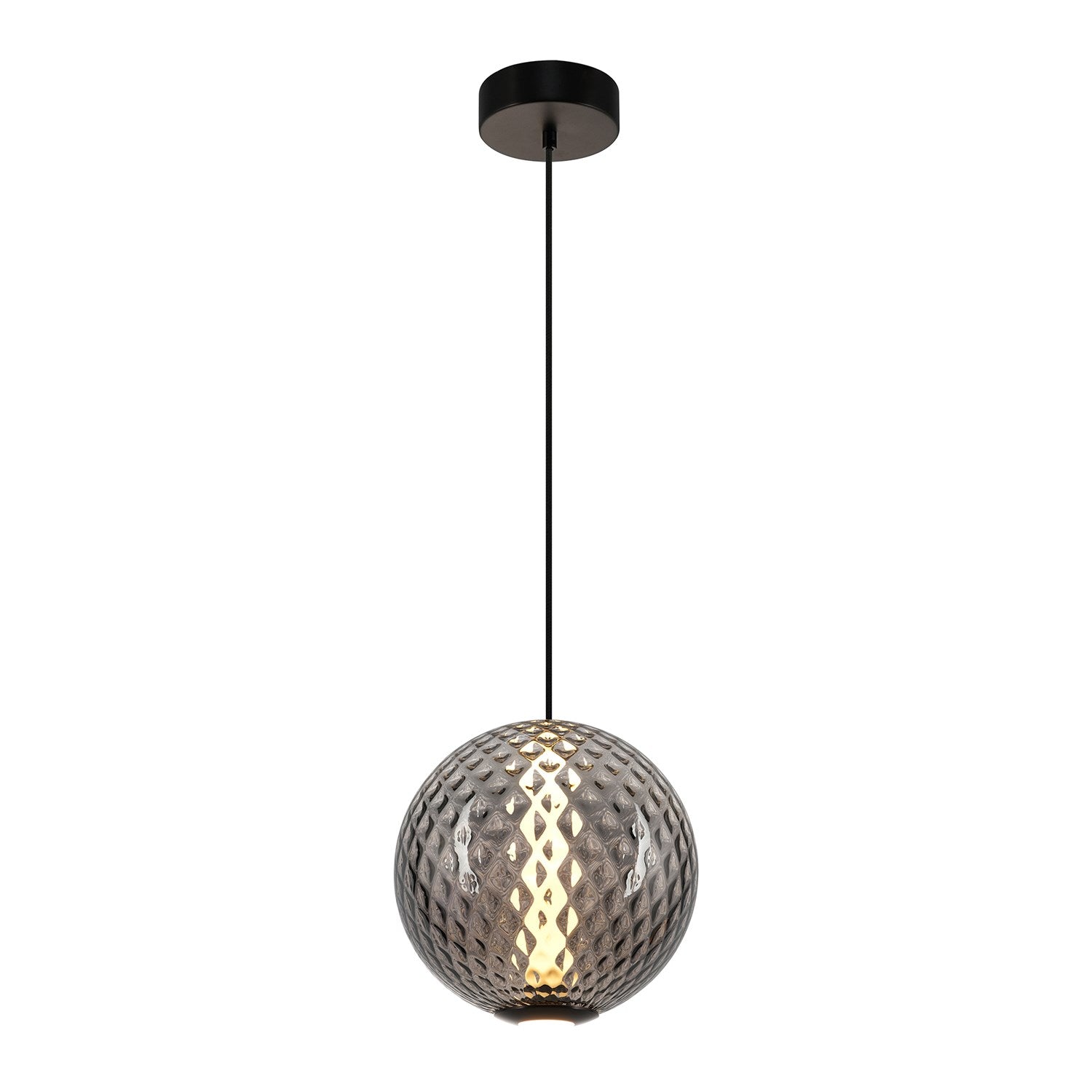 Integrated Led Pendant 12", Smoke With Diamond Glassware by Artcraft
