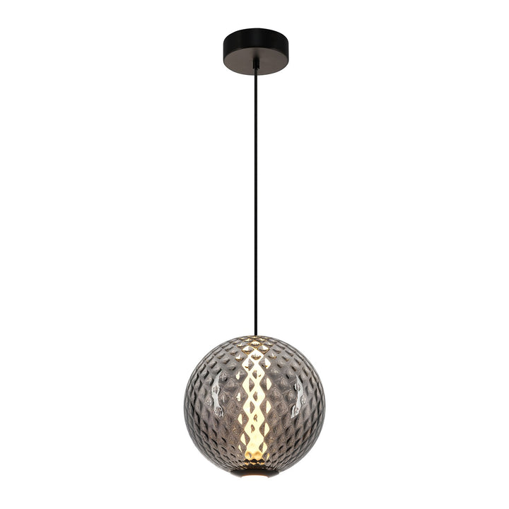 Integrated Led Pendant 12", Smoke With Diamond Glassware by Artcraft