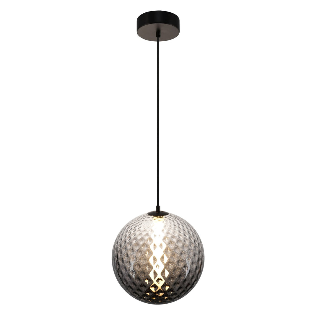 Integrated Led Pendant 12", Smoke With Diamond Glassware