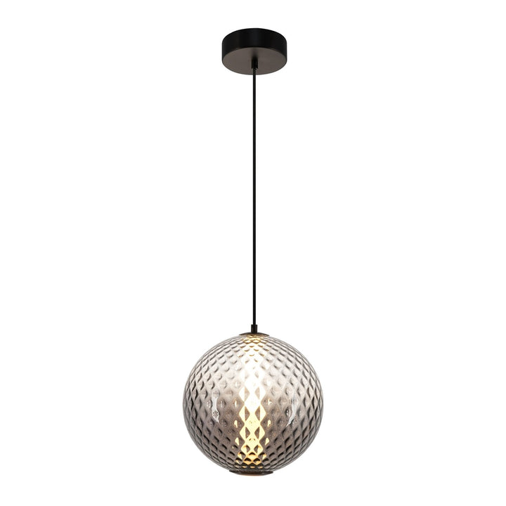 Integrated Led Pendant 12", Smoke With Diamond Glassware