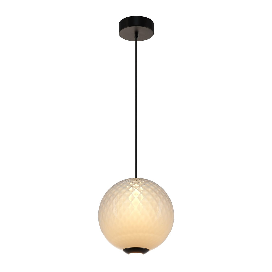 Integrated Led Pendant 12", White With Diamond Glassware by Artcraft