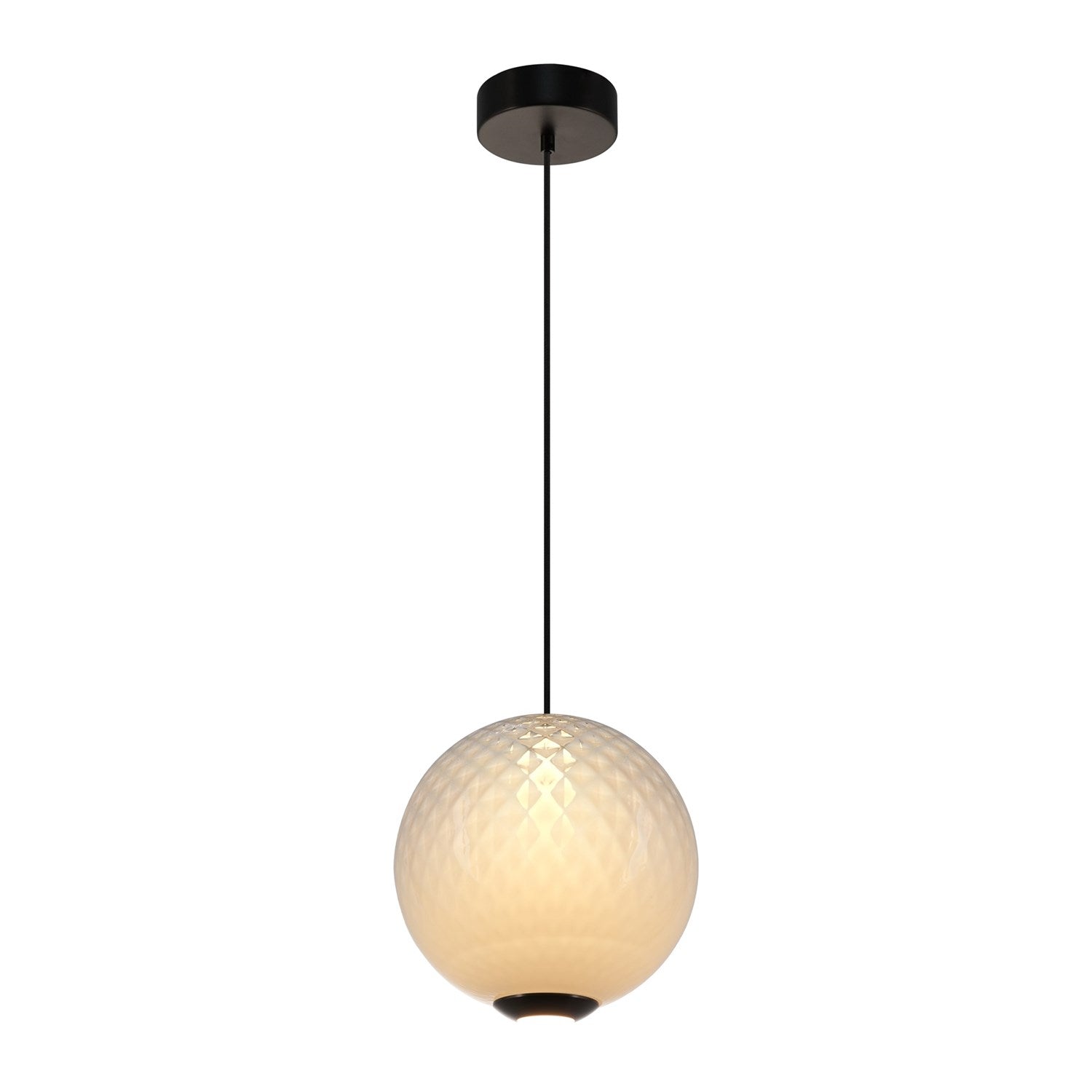 Integrated Led Pendant 12", White With Diamond Glassware by Artcraft