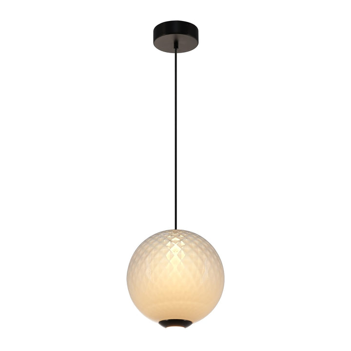 Integrated Led Pendant 12", White With Diamond Glassware by Artcraft