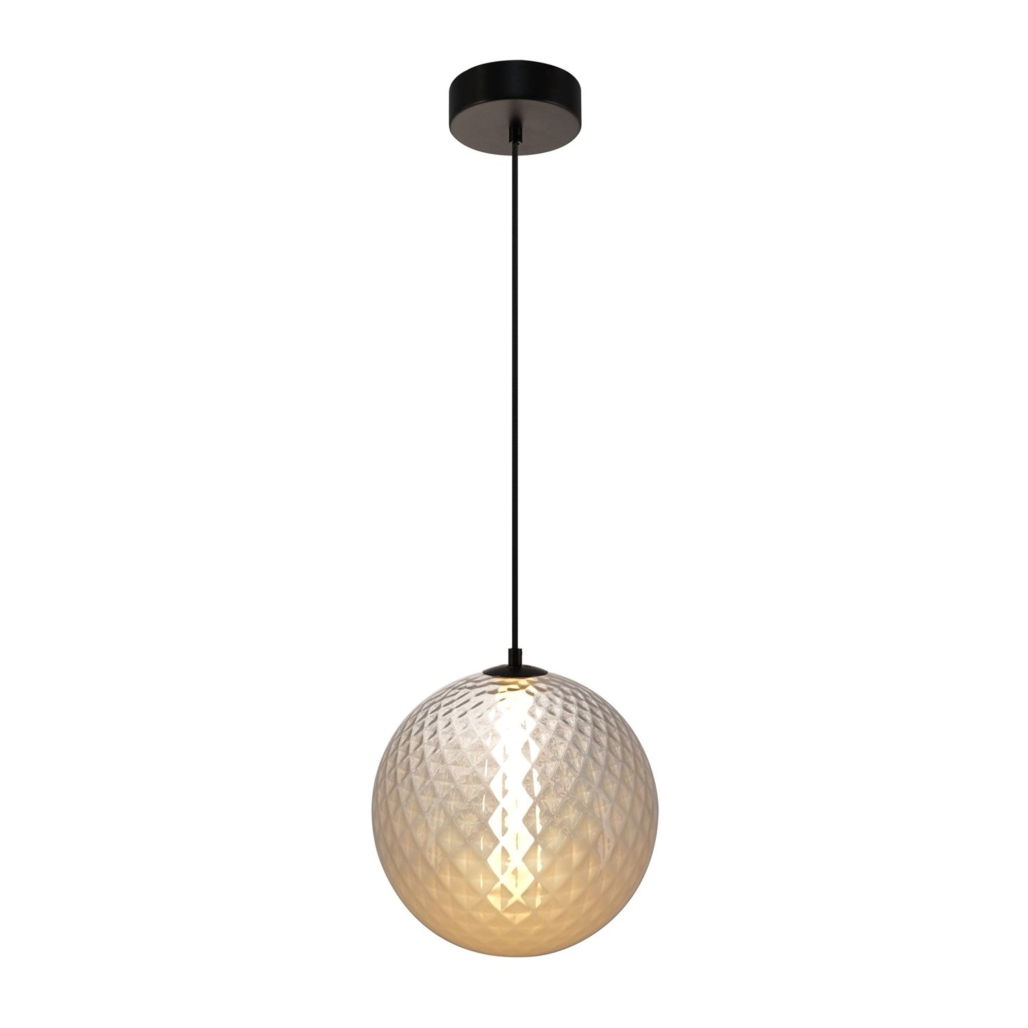 Integrated Led Pendant 12", White With Diamond Glassware
