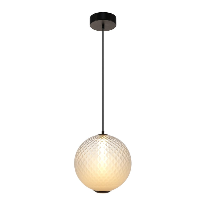 Integrated Led Pendant 12", White With Diamond Glassware