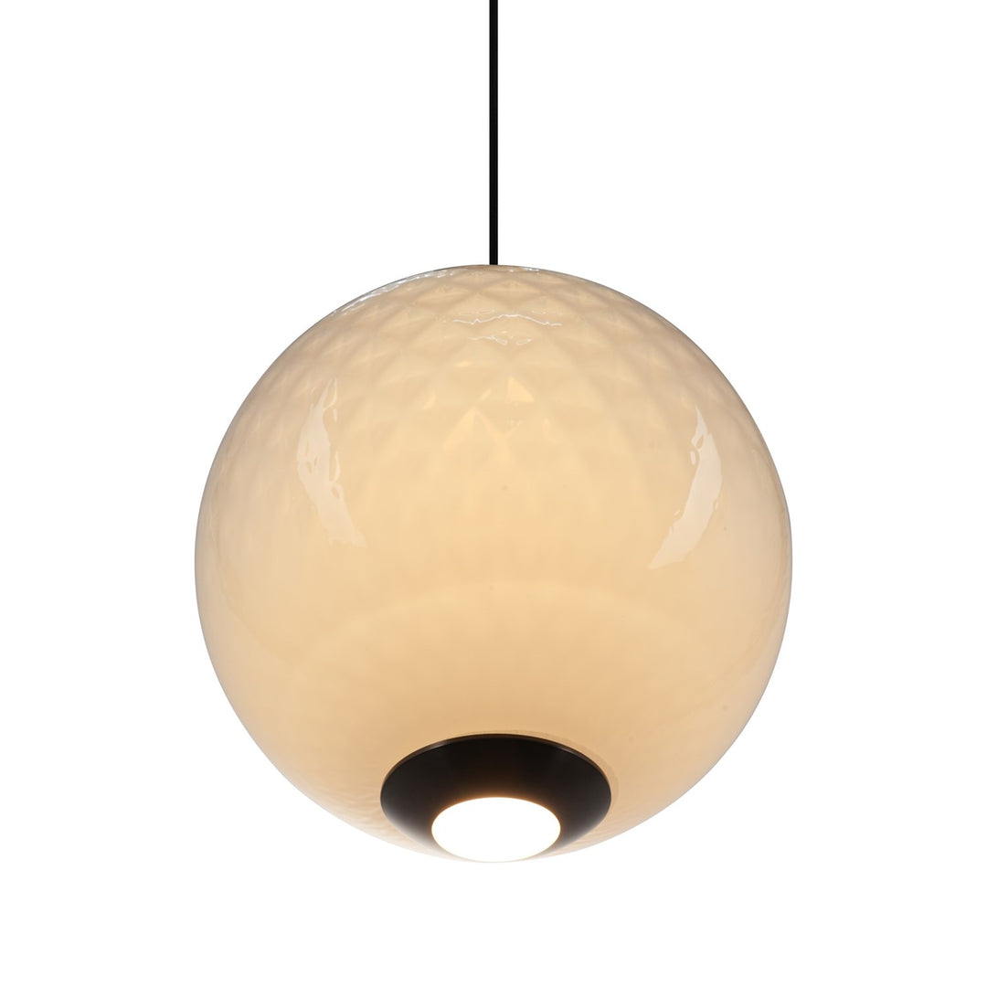 Integrated Led Pendant 12", White With Diamond Glassware