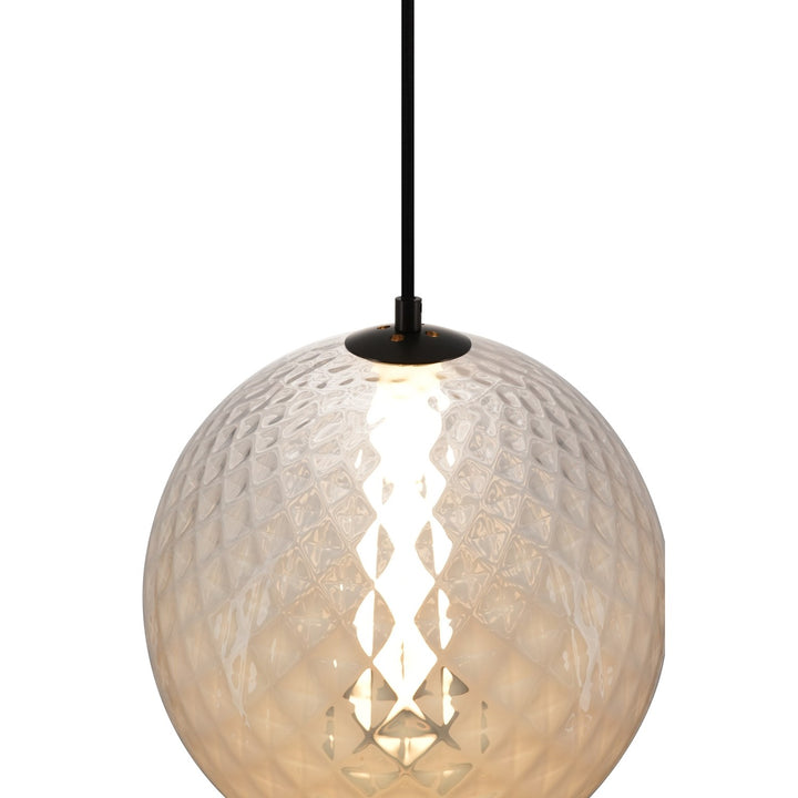 Integrated Led Pendant 12", White With Diamond Glassware