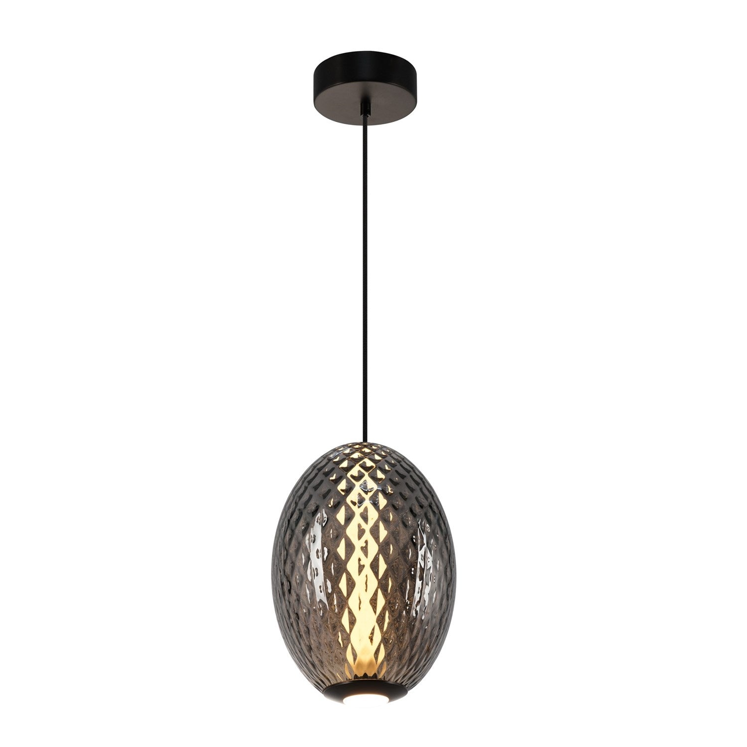Integrated Led Pendant 10", Smoke With Diamond Glassware by Artcraft
