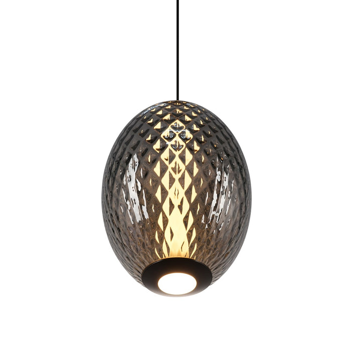 Integrated Led Pendant 10", Smoke With Diamond Glassware
