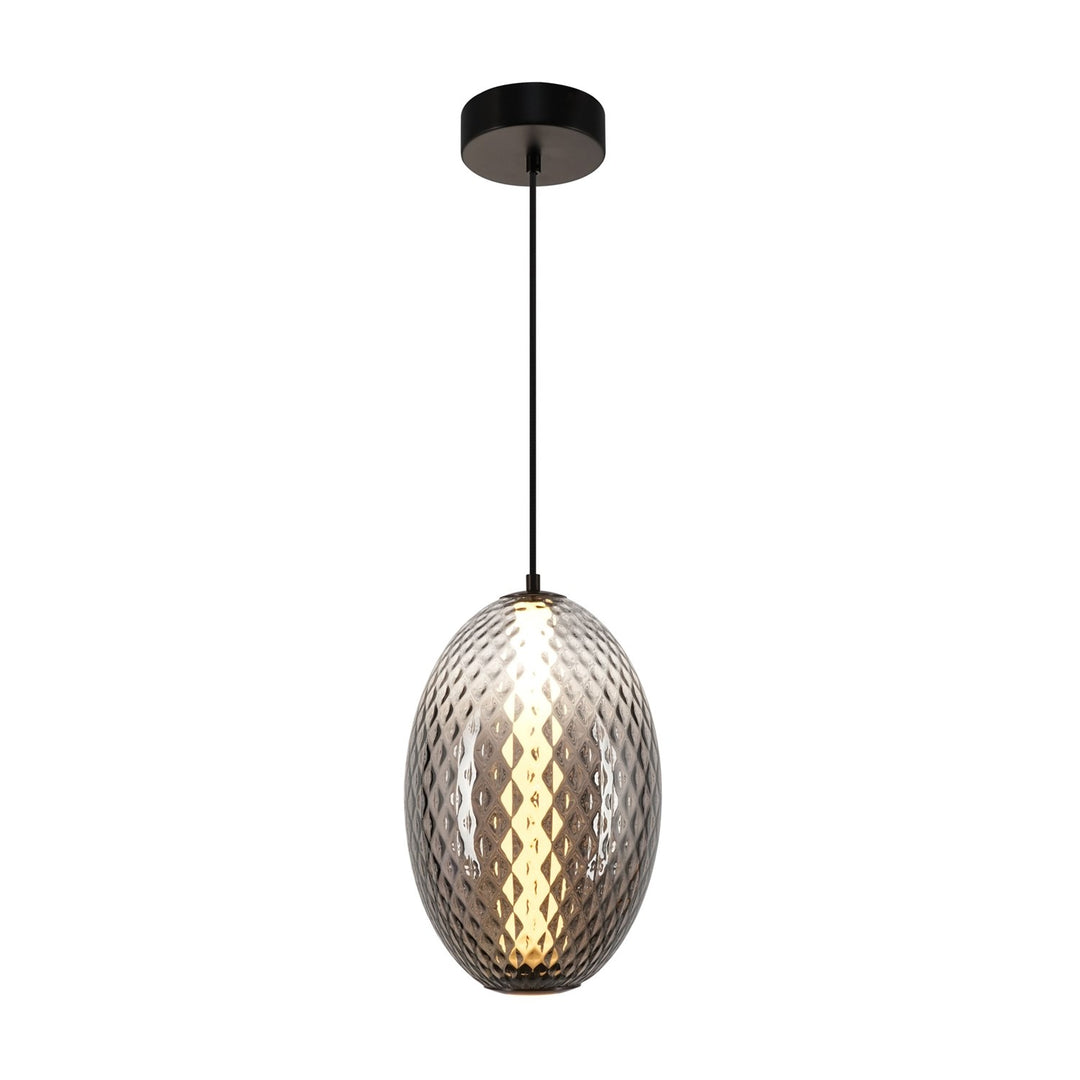 Integrated Led Pendant 10", Smoke With Diamond Glassware