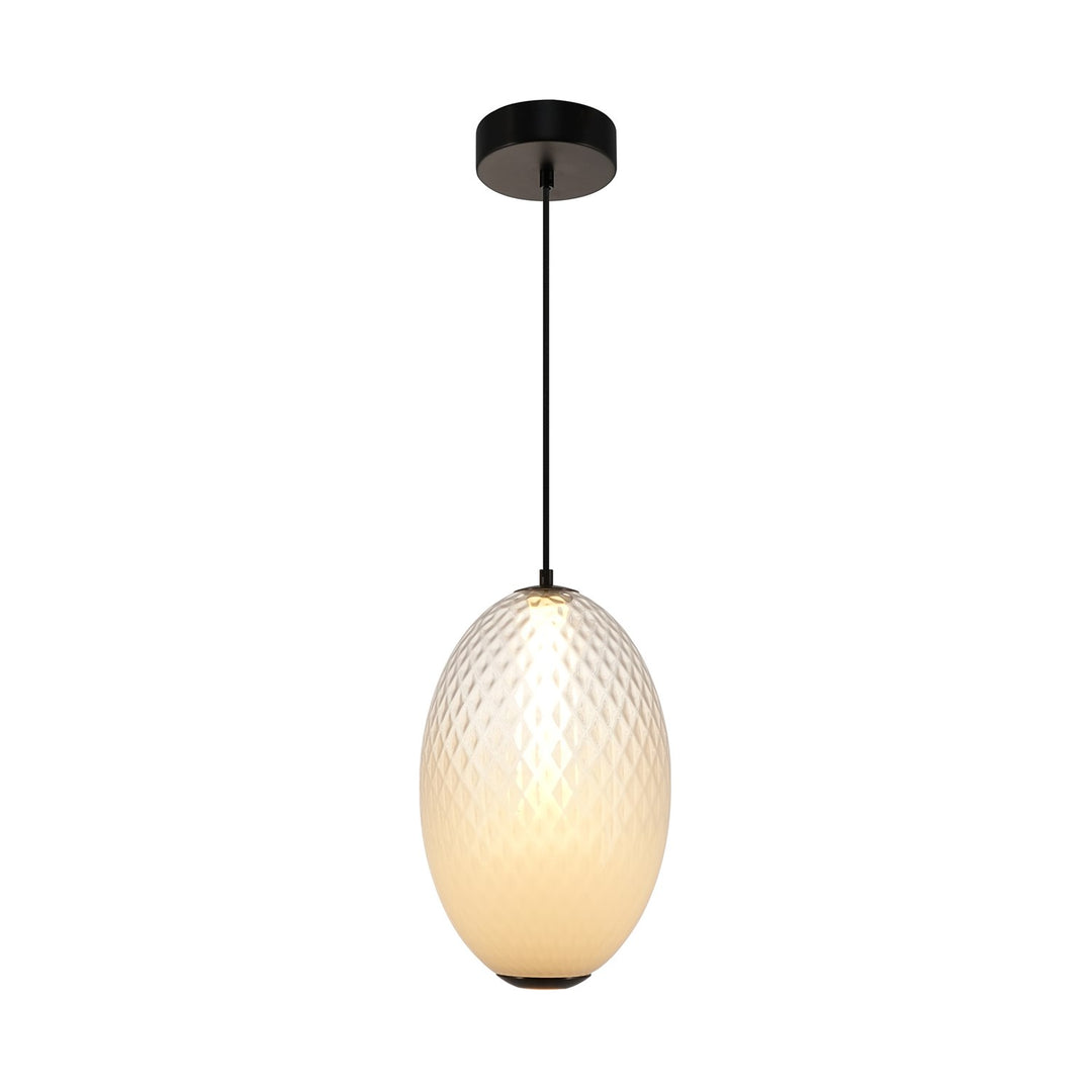 Integrated Led Pendant 10", White With Diamond Glassware