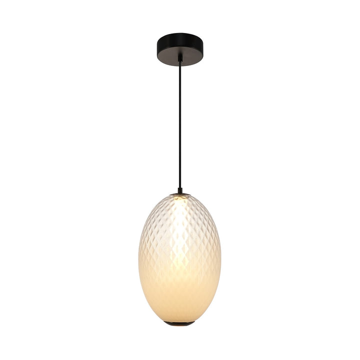 Integrated Led Pendant 10", White With Diamond Glassware