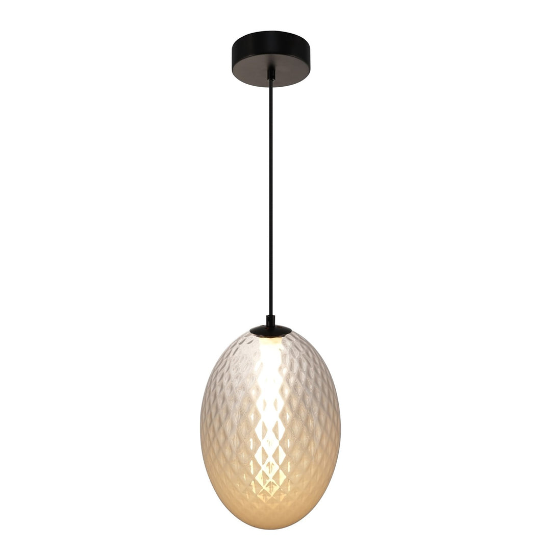 Integrated Led Pendant 10", White With Diamond Glassware