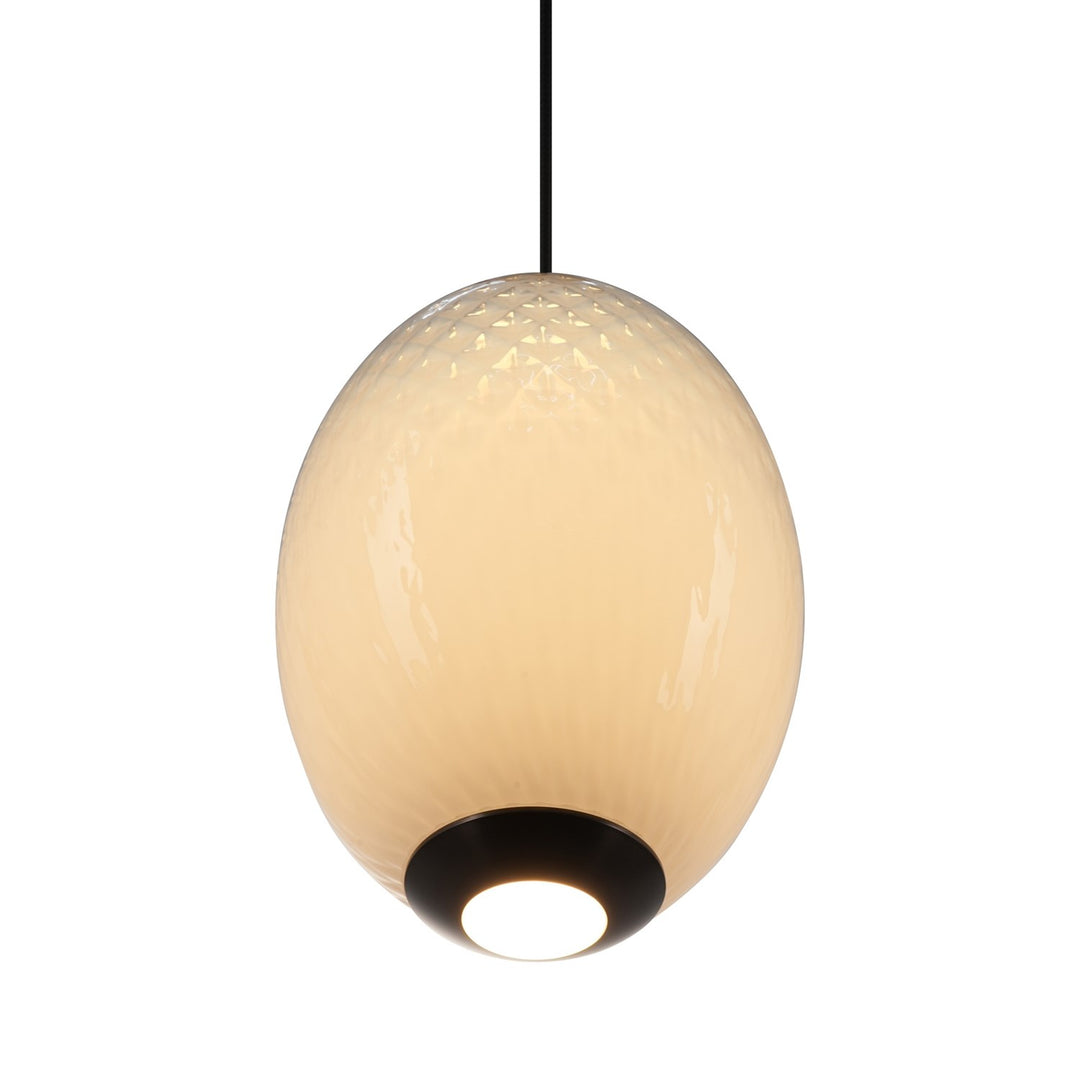Integrated Led Pendant 10", White With Diamond Glassware