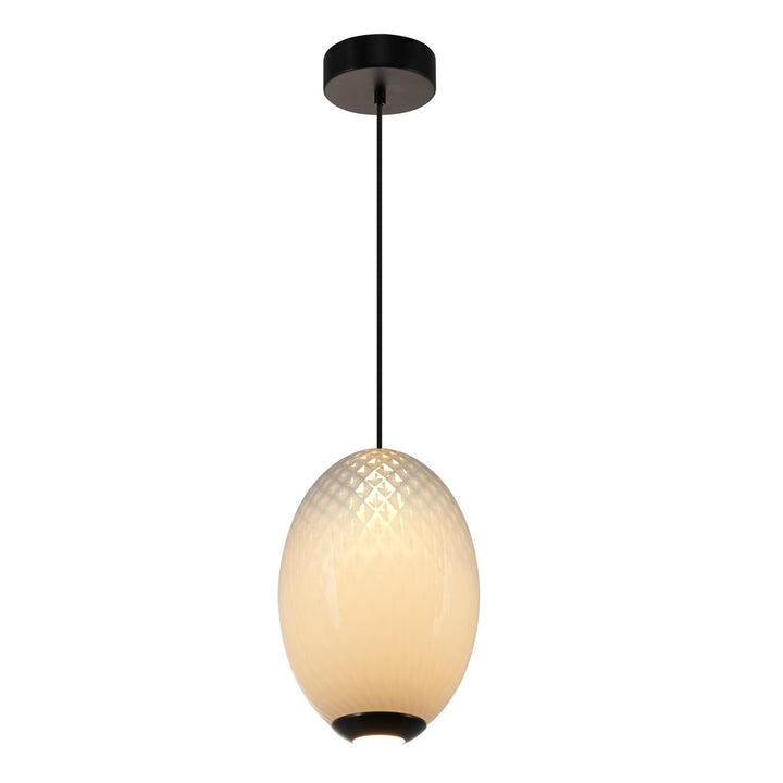 Integrated Led Pendant 10", White With Diamond Glassware