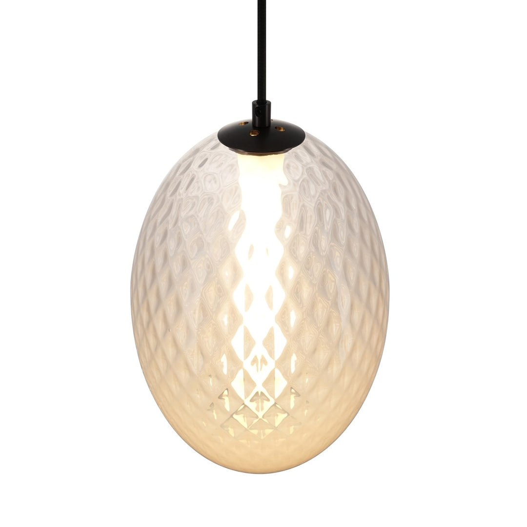 Integrated Led Pendant 10", White With Diamond Glassware