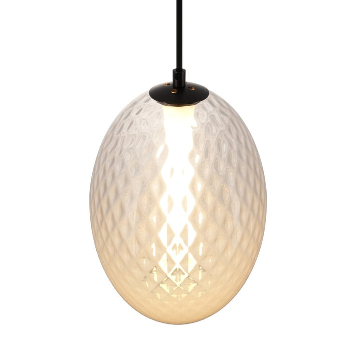 Integrated Led Pendant 10", White With Diamond Glassware