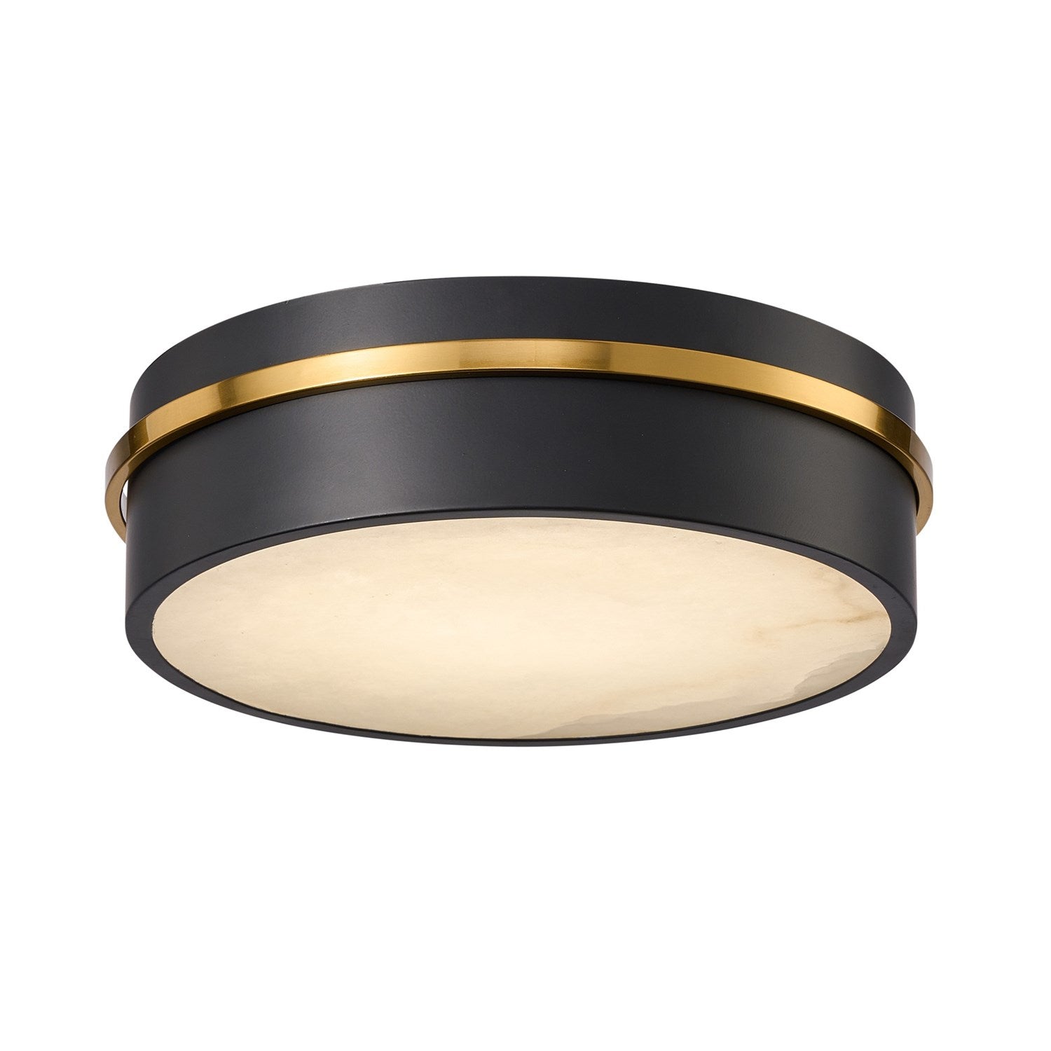 Integrated Led Flush Mount 12", Black, Brass With Alabaster Glassware by Artcraft