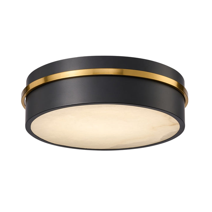 Integrated Led Flush Mount 12", Black, Brass With Alabaster Glassware by Artcraft