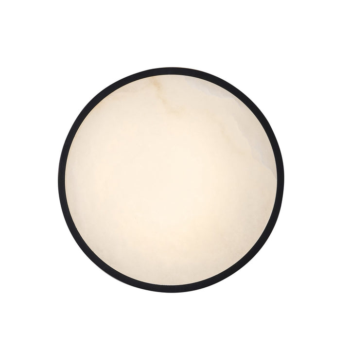 Integrated Led Flush Mount 12", Black, Brass With Alabaster Glassware
