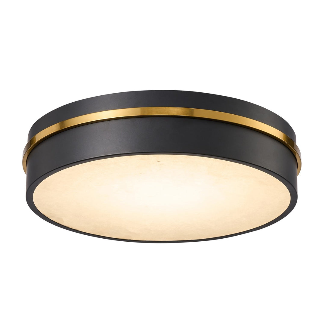 Integrated Led Flush Mount 15", Black, Brass With Alabaster Glassware by Artcraft