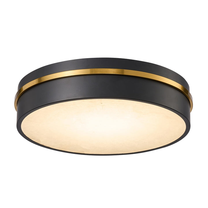 Integrated Led Flush Mount 15", Black, Brass With Alabaster Glassware by Artcraft