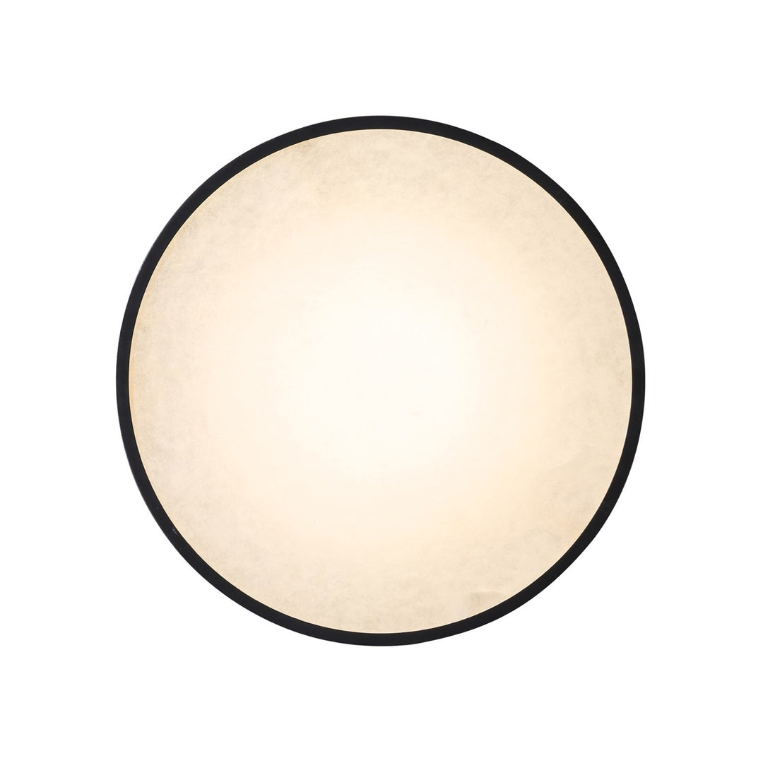 Integrated Led Flush Mount 15", Black, Brass With Alabaster Glassware